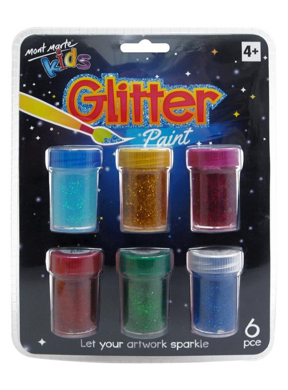 Mont Marte Kids Colour Washable Glitter Paints 6Pcs