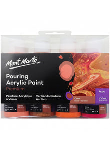 Mont Marte Premium Pouring Acrylic Paint 120Ml 4Pc Set - Coral