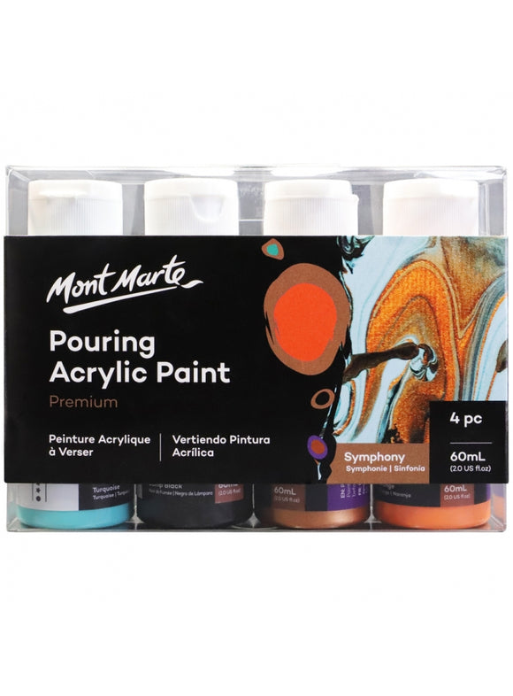 Mont Marte Premium Pouring Acrylic Paint 60Ml (2Oz) 4Pc Set - Symphony
