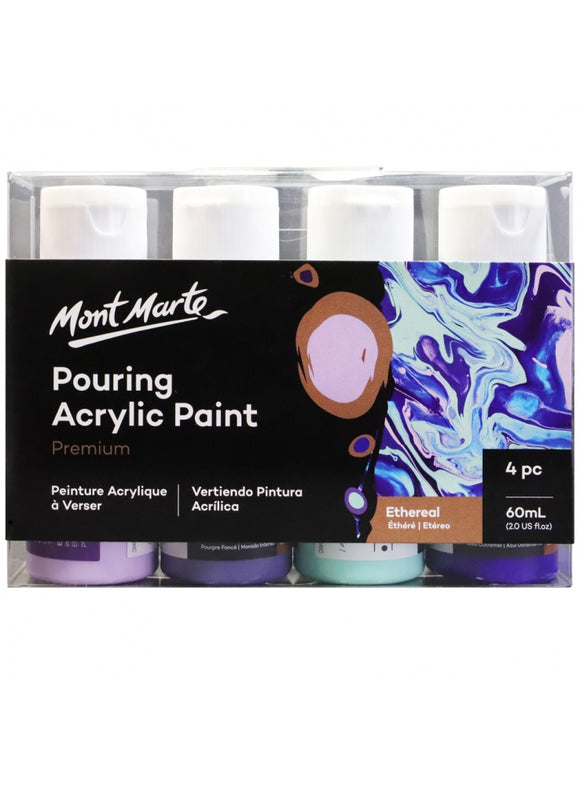 Mont Marte Premium Pouring Acrylic Paint 60Ml (2Oz) 4Pc Set - Ethereal