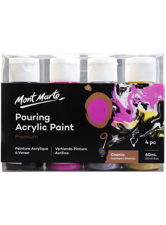 Mont Marte Premium Pouring Acrylic Paint 60Ml (2Oz) 4Pc Set - Cosmic