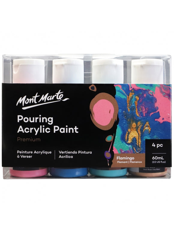 Mont Marte Premium Pouring Acrylic Paint 60Ml (2Oz) 4Pc Set - Flamingo